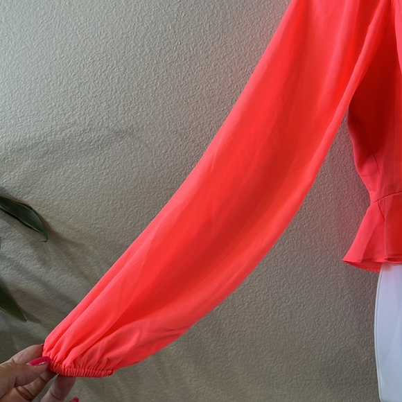 Fashion nova neon tie front cropped shirt. Size medium NWT - Picture 3 of 7